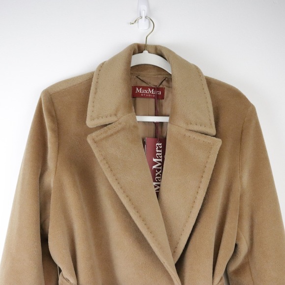NWT Max Mara Studio Asti Virgin Wool Coat Camel US 12 - Picture 4 of 15